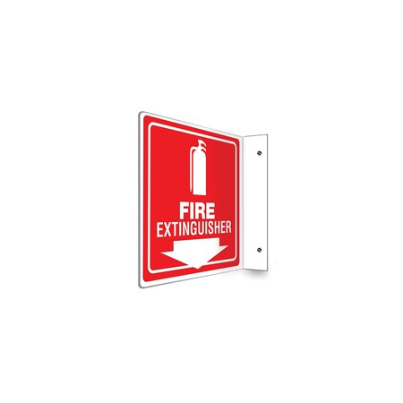 Panduit SAFETY SIGN, 8.00" X 8.00", 90D FIRE EXTINGUISHER,  PSS9P4019